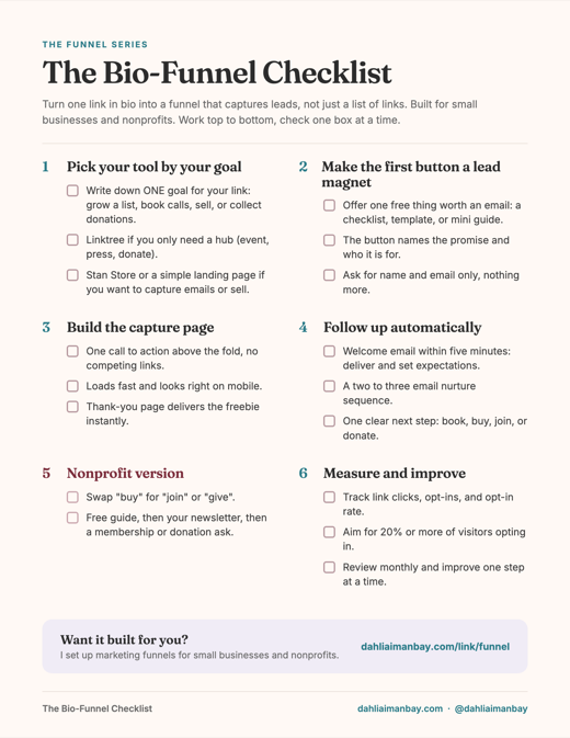 Preview of the Bio-Funnel Checklist